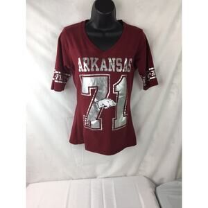 KA Knights Apparel For Her Arkansas Razorbacks V-Neck Tee Shirt Women’s Size M
